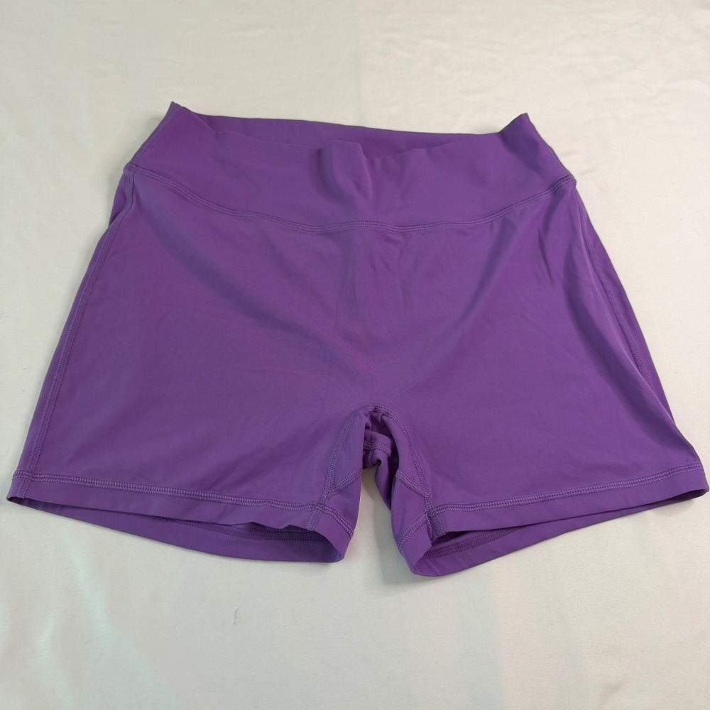 TomTiger Women Purple V-Contour High Waist Biker Athletic Shorts XL